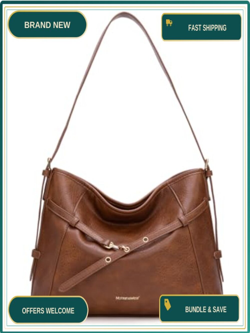 Montana West Vegan Leather Hobo Bag with Adjustable Strap & Buckle
